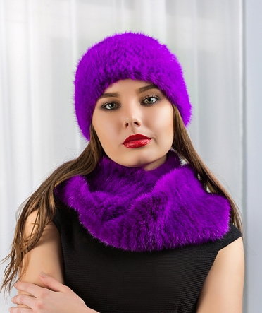 Норковый шарф-хомут "Креста" фиолет