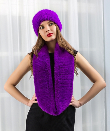 Норковый шарф-хомут "Креста" фиолет